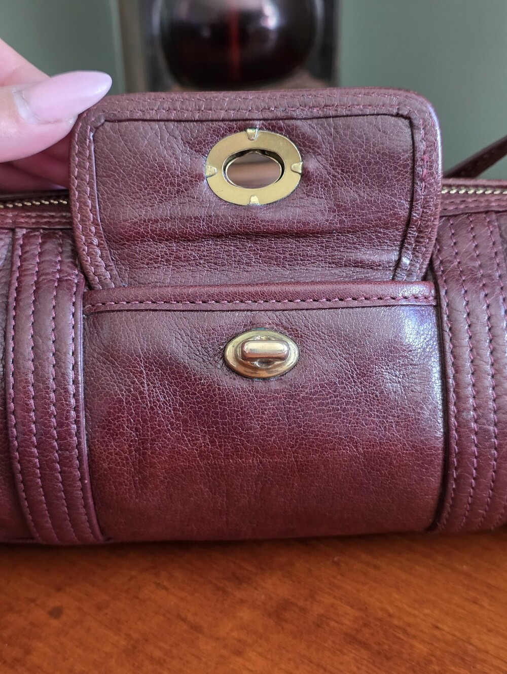 Coach 9707 Glazed Water Buffalo Roll Barrel Bag Mahogany Leather Vintage - Picture 7 of 16